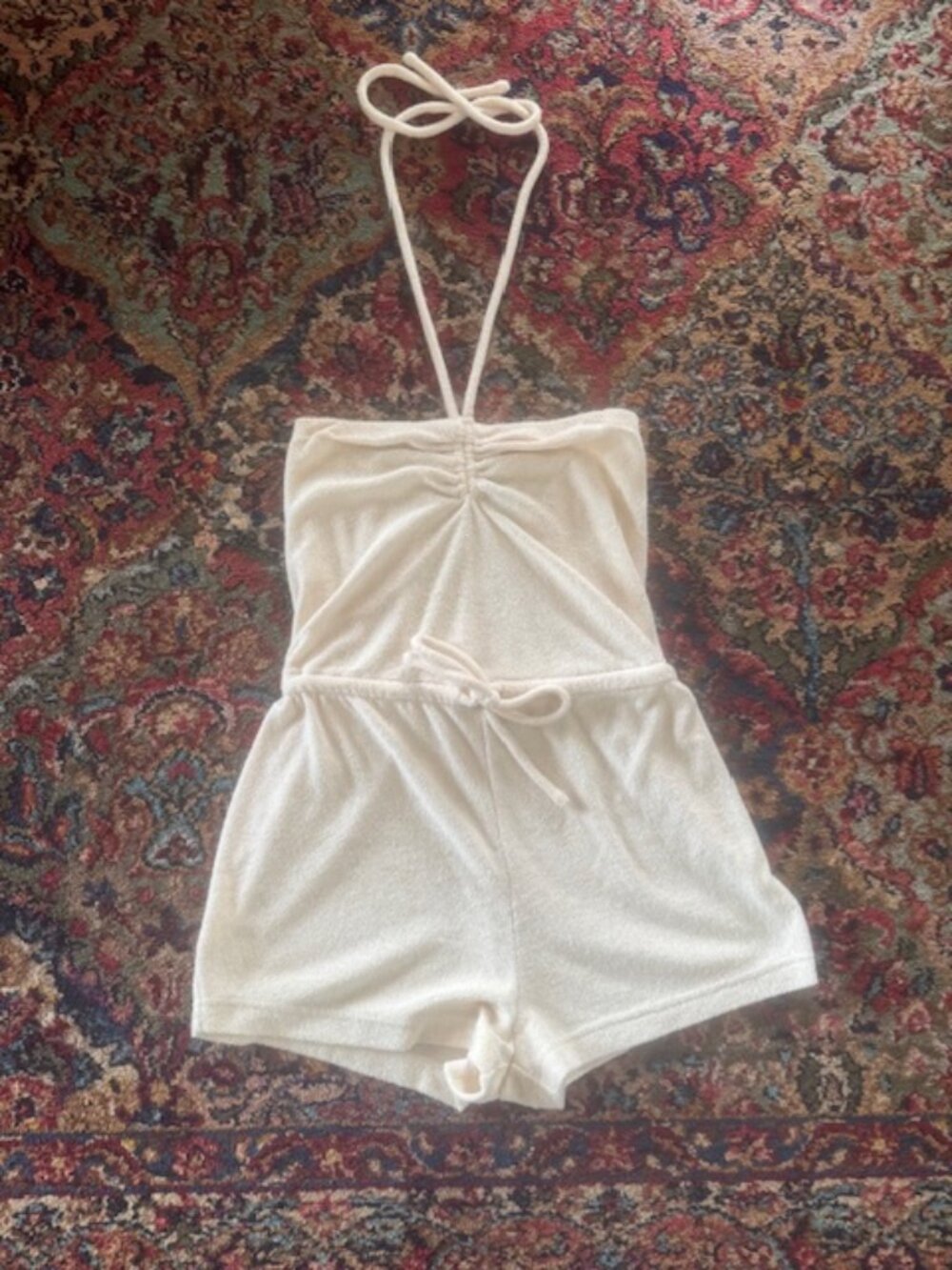 Out From Under for Urban Outfitters Ivory Strapless/Halter Retro Terry Romper XS